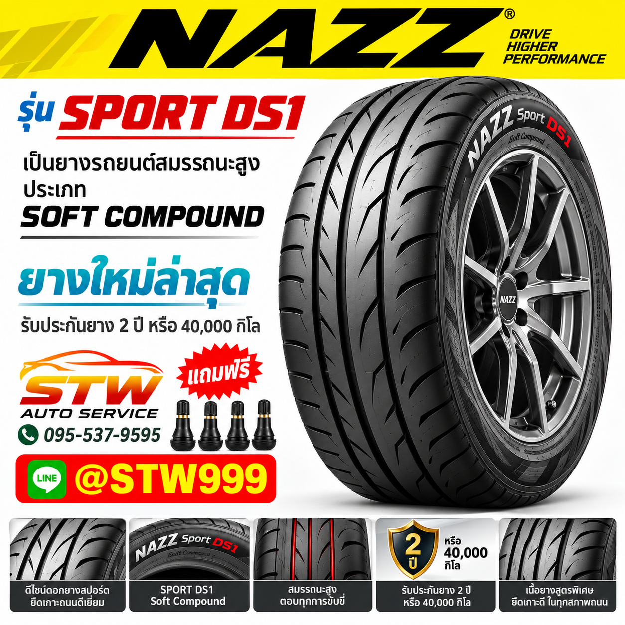 ยาง NAZZ Sport DS1 ยางรถยนต์สมรรถนะสูง ราคาคุ้มค่า